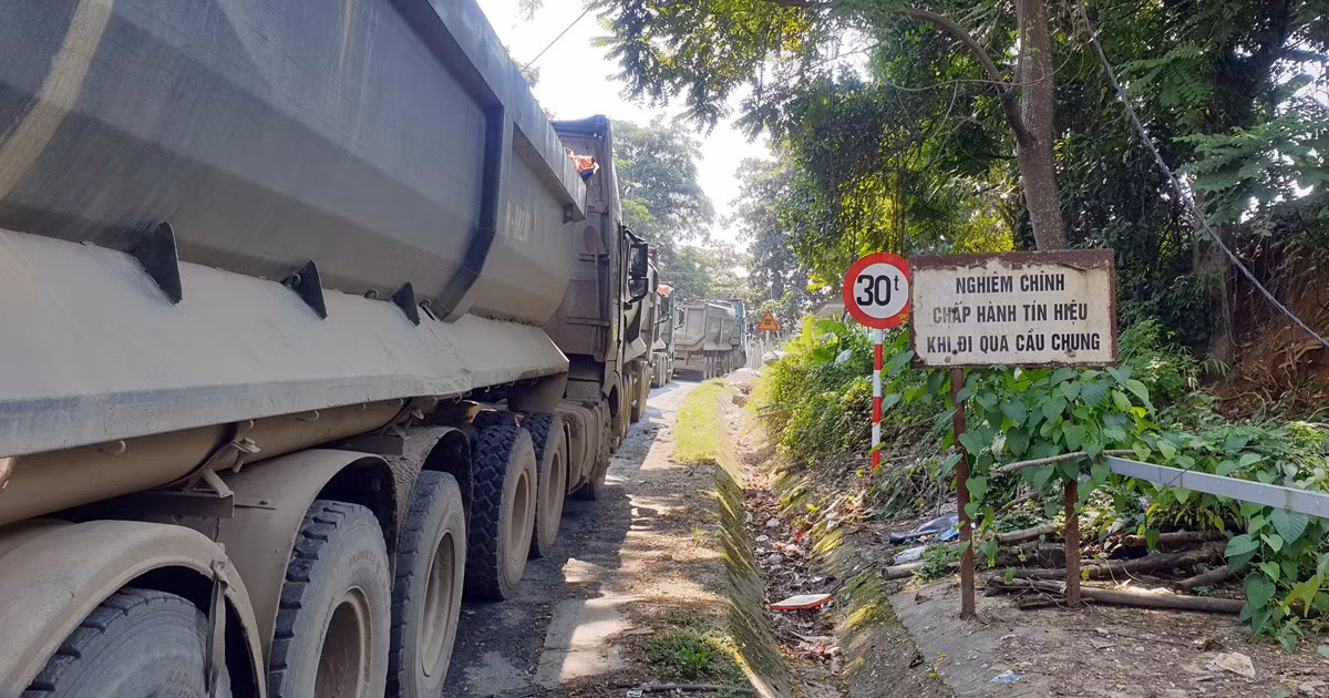Từ 9h15 phút sáng 8/10, nhân viên gác ghi của Xí nghiệp Vận tải đường sắt, thuộc Công ty TNHH Một thành viên Apatit Việt Nam đã không cho các phương tiện lưu thông lên cầu chung đường sắt Bến Đền... ... với lý do cầu yếu, các xe tải trọng quá 30 tấn sẽ không được qua cầu.
