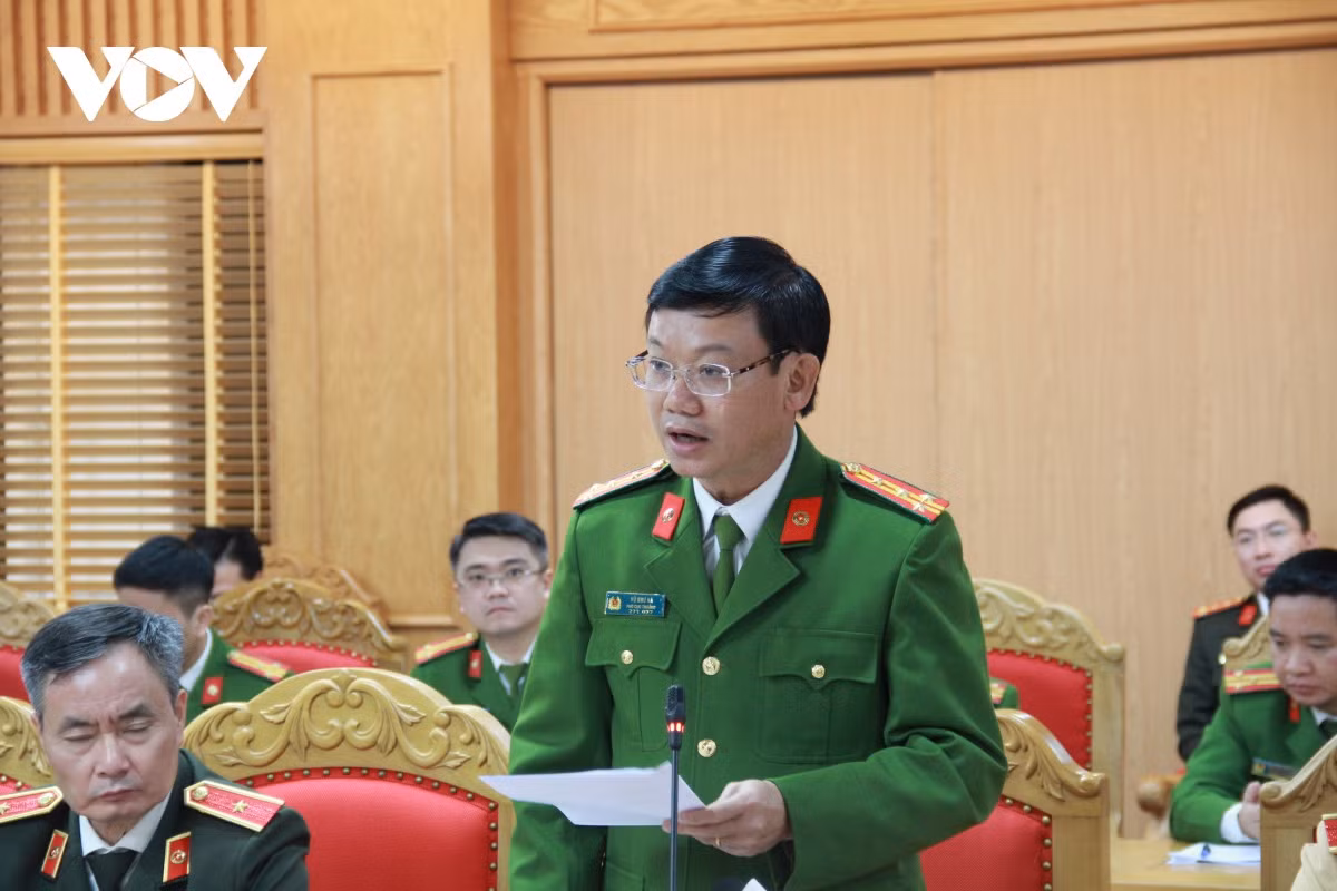 Đại tá Vũ Như Hà, Phó Cục trưởng C03 thông tin tại họp báo.