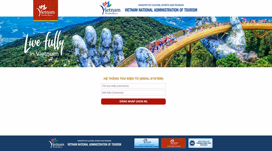 Giao diện email xúc tiến quảng bá du lịch Việt Nam.