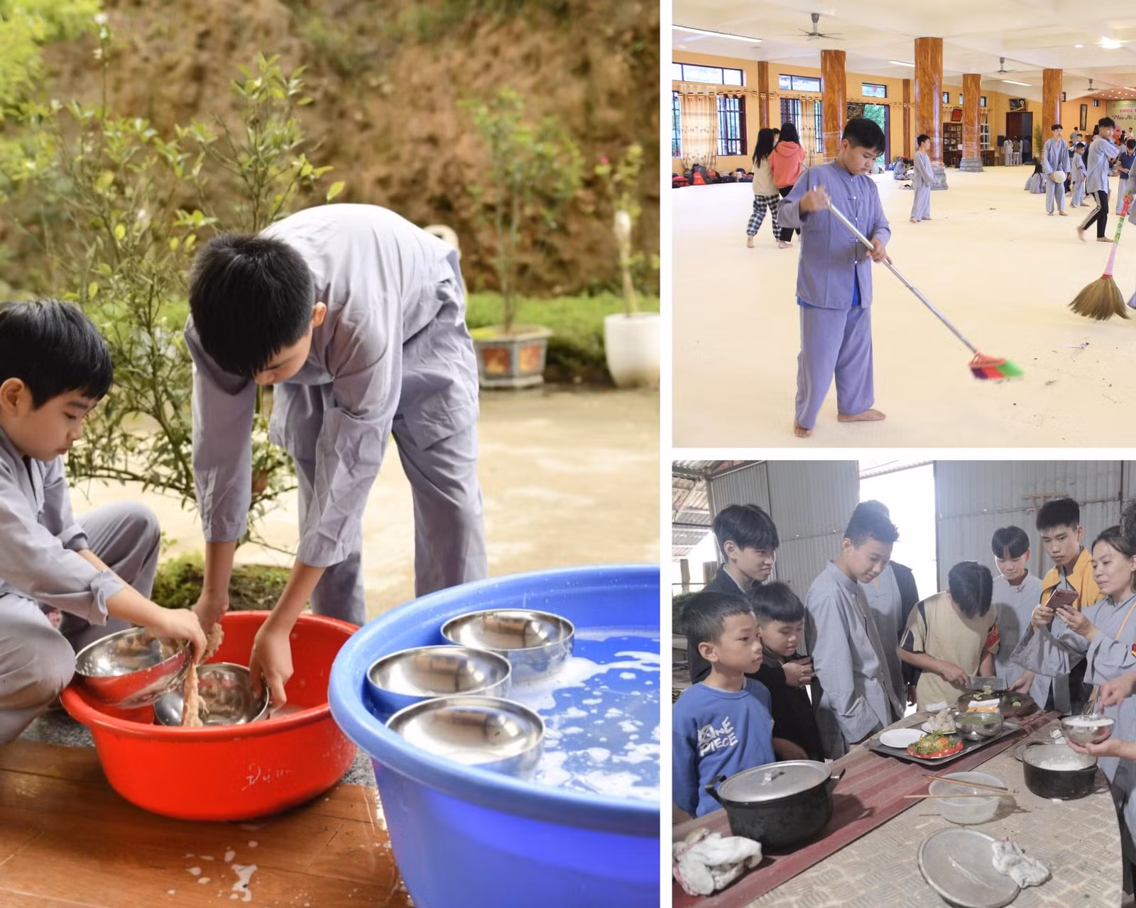 Tham gia khóa tu, các em biết tự lập, yêu lao động và sống có ích hơn.
