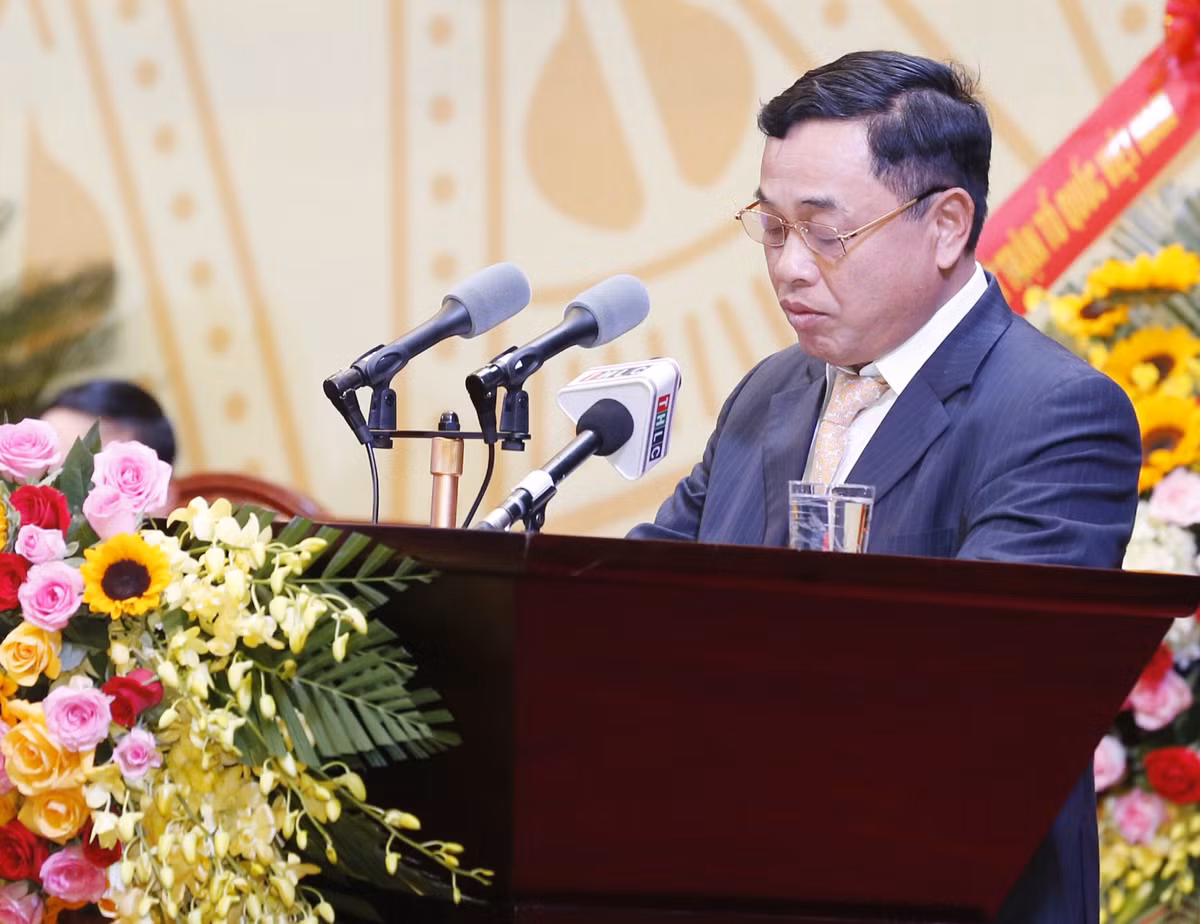 Đồng chí Đỗ Trường Giang tham luận tại Đại hội.