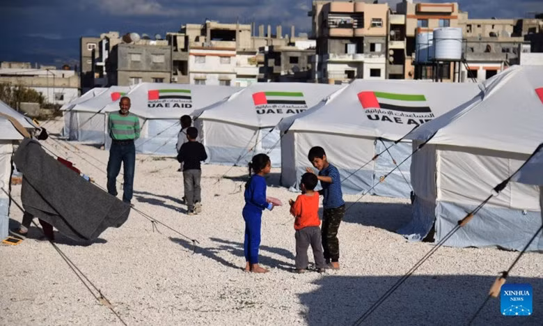 Trẻ em Syria tại nơi trú ẩn tạm thời ở thành phố Jableh, tỉnh Latakia, Syria, ngày 9/3/2023.