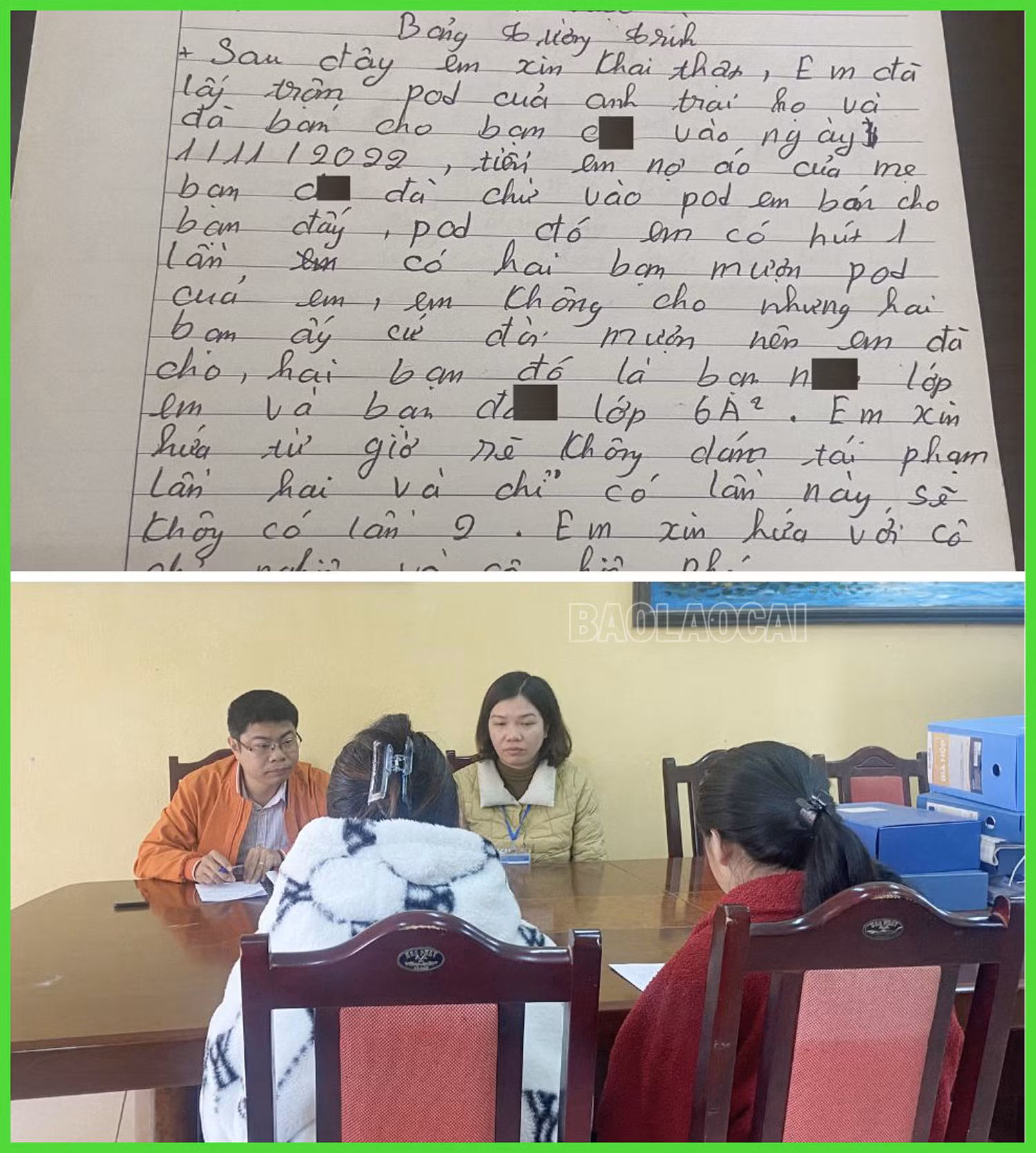 Học sinh hút thuốc lá điện tử tại Trường THCS Bản Vược là học sinh nữ.