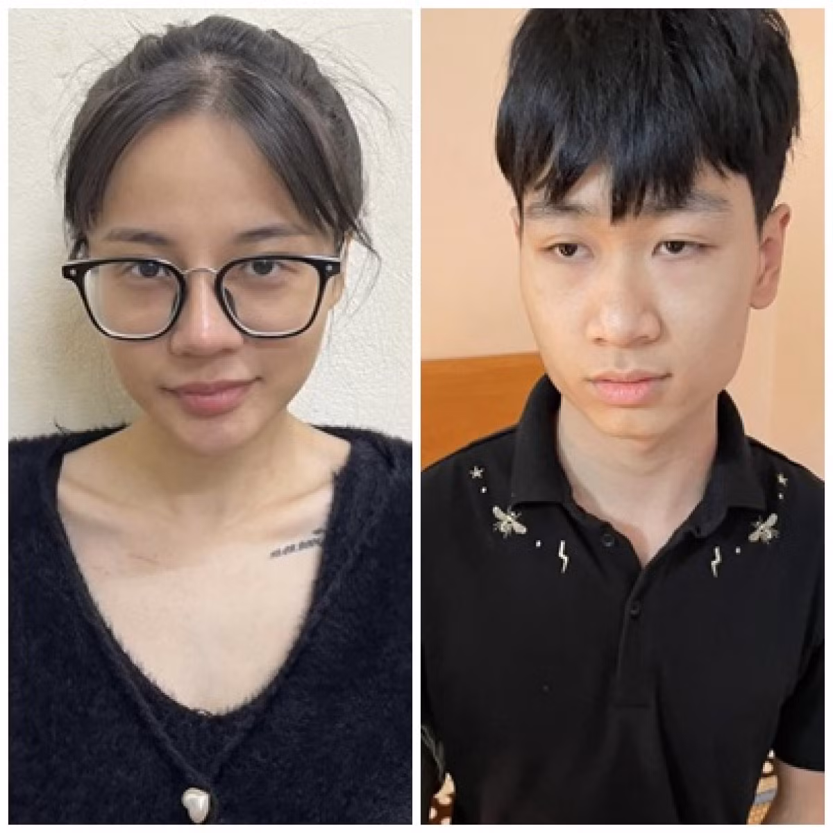Hai đối tượng tại cơ quan công an.