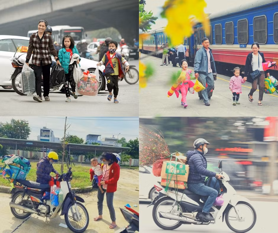 Nhiều gia đình thu xếp công việc để về quê ăn tết.