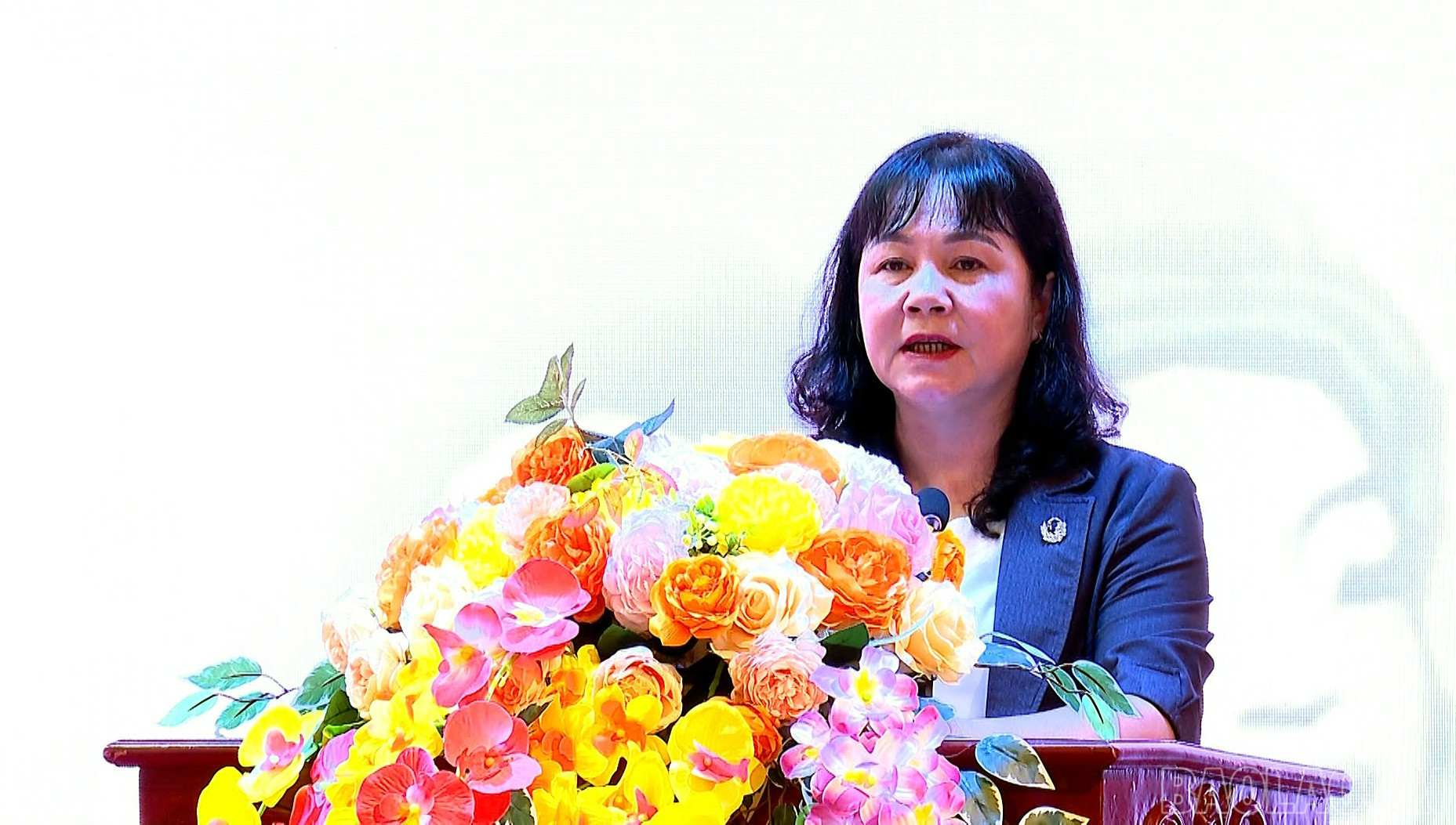 Phó Chủ tịch HĐND tỉnh đồng chí Hoàng Thị Thanh Bình phát biểu tại chương trình. baolaocai-br_binh.jpg