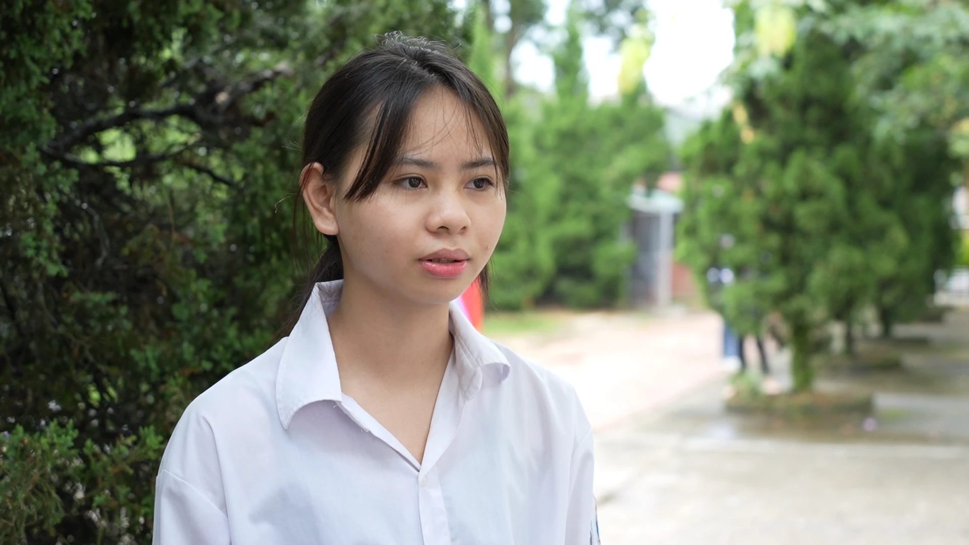 Thí sinh Phạm Như Chi khá hài lòng với kết quả thi của mình.