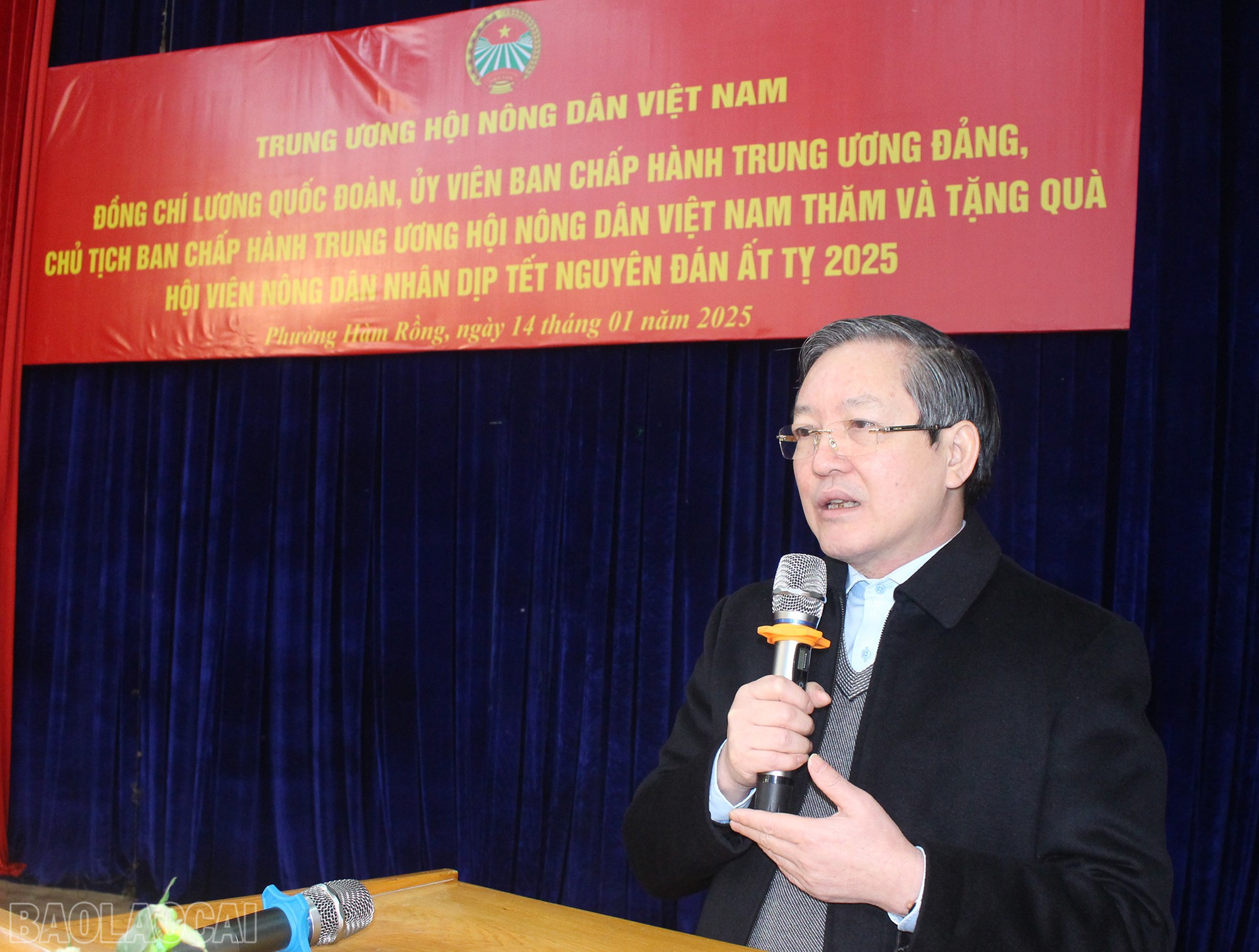Đồng chí Lương Quốc Đoàn, Chủ tịch Ban Chấp hành Trung ương Hội Nông dân Việt Nam phát biểu tại chương trình. baolaocai-bl_img-4663.jpg