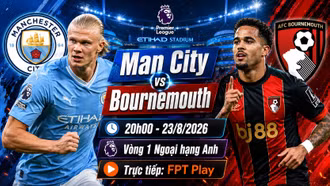 Man City vs Bournemouth 20h ngày 23/8: Link trực tiếp, nhận định dự đoán
