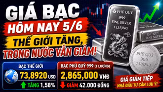 Giá bạc hôm nay 5/6: Bạc Phú Quý giảm tiếp dù thế giới hồi phục