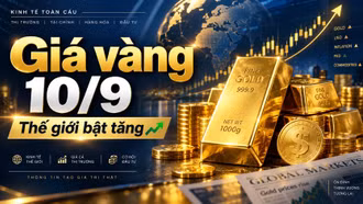 Giá vàng hôm nay 10/9: SJC đi ngang, vàng thế giới bật tăng 44 USD