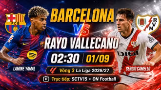 Barcelona vs Rayo Vallecano 2h30 ngày 1/9: Link xem trực tiếp và nhận định