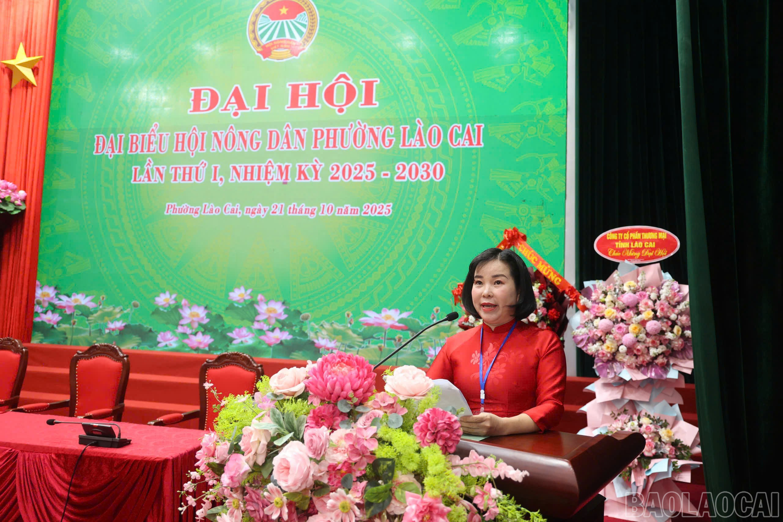 Đồng chí Phạm Thị Hân - Chủ tịch Hội Nông dân phường Lào Cai phát biểu tại đại hội. baolaocai-br_z7142907175940-5dcfccfaa09ac8fc1f07d631e5b81363.jpg