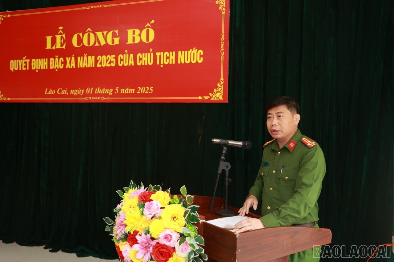 Thượng tá Nguyễn Quốc Hưng, Giám thị Trại Tạm giam, Phó Thủ trưởng Cơ quan Thi hành án hình sự Công an tỉnh phát động phong trào thi đua trong phạm nhân. baolaocai-br_z6558304846333-d93ad2736bad73985a1e9a2403d518fc.jpg