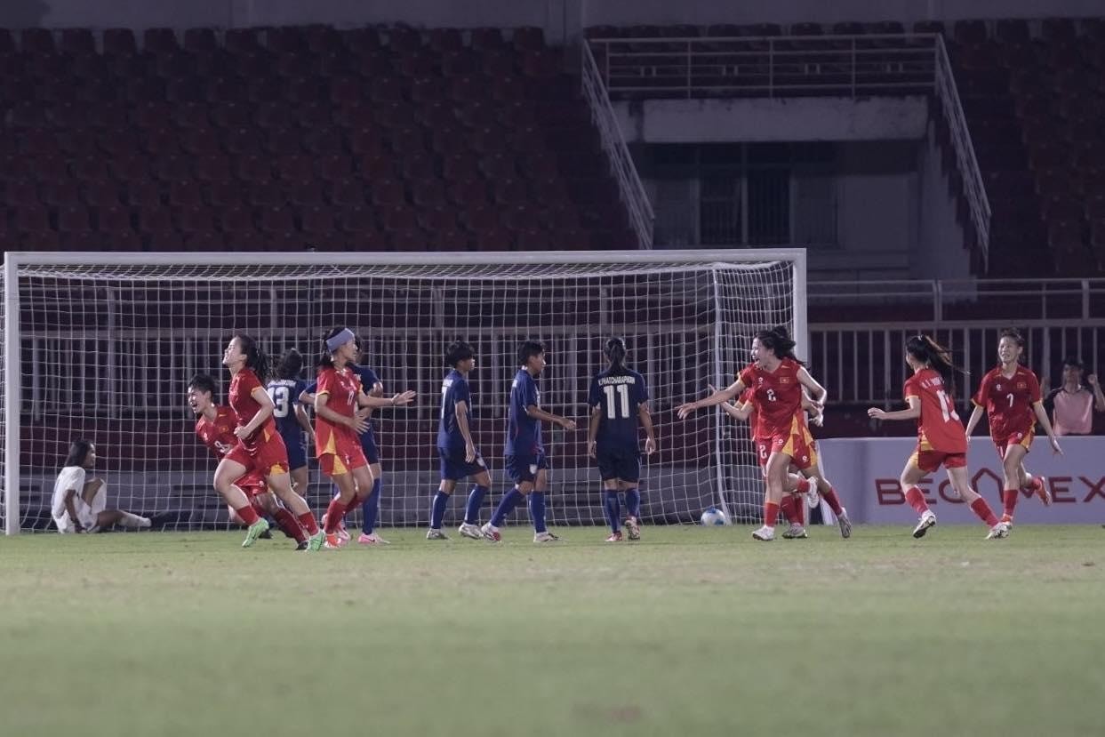 U19 nữ Việt Nam đã có được bàn gỡ hòa ngay đầu hiệp 2. Ảnh VFF U19 nữ Việt Nam đã có được bàn gỡ hòa ngay đầu hiệp 2. Ảnh VFF