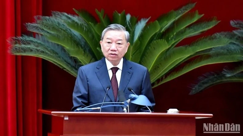 Tổng Bí thư Tô Lâm phát biểu khai mạc Hội nghị. (Ảnh: ĐĂNG KHOA)