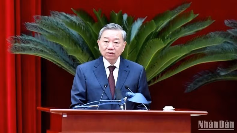 Tổng Bí thư Tô Lâm phát biểu khai mạc Hội nghị. (Ảnh: ĐĂNG KHOA)