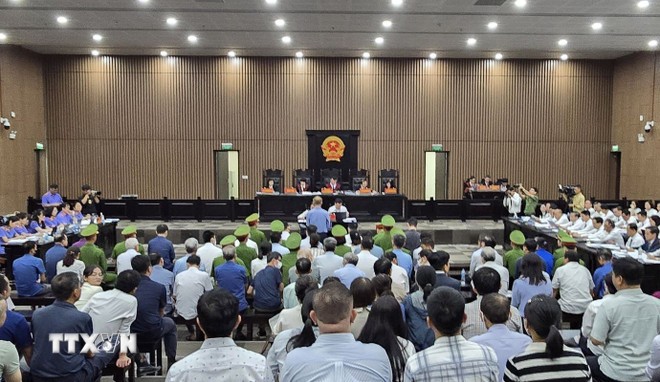 Quang cảnh phiên tòa. (Ảnh: Kim Anh/TTXVN) Quang cảnh phiên tòa. (Ảnh: Kim Anh/TTXVN)
