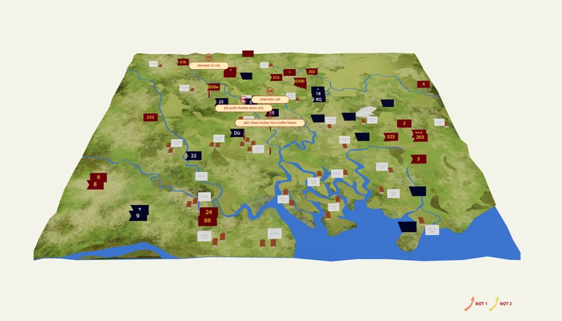 Sa bàn Chiến dịch Hồ Chí Minh gồm có 4 điểm tương tác VR.