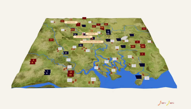 Sa bàn Chiến dịch Hồ Chí Minh gồm có 4 điểm tương tác VR.