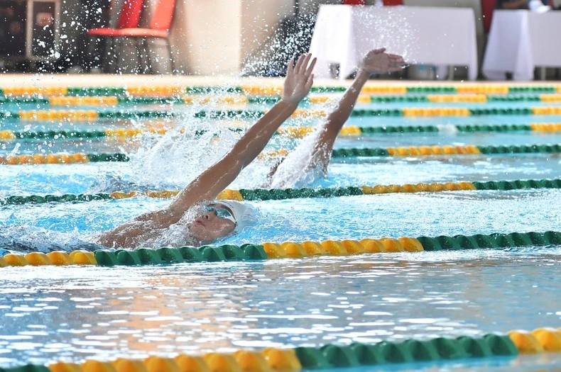 Tại Đại hội thể thao học sinh Đông Nam Á lần thứ 13 (Đà Nẵng, tháng 6/2024), 9 kỷ lục được phá đều do các vận động viên bơi của Đoàn thể thao học sinh Việt Nam. (Ảnh: Trần Hiệp)