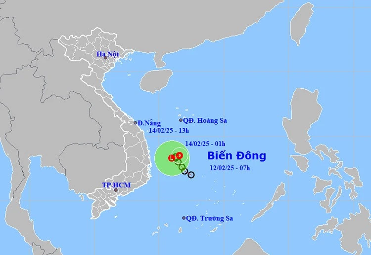 Vị trí và đường đi của áp thấp nhiệt đới. Ảnh: NCHMF