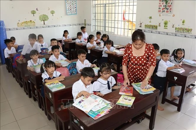 Giờ học của học sinh lớp 1, Trường tiểu học Him Lam ( Vị Thanh, Hậu Giang). Ảnh: Duy Khương/TTXVN