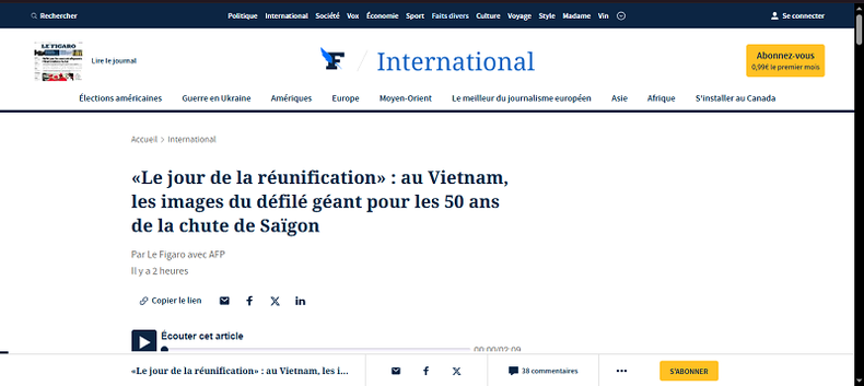 Tờ Le Figaro tường thuật Lễ kỷ niệm. Tờ Le Figaro tường thuật Lễ kỷ niệm.
