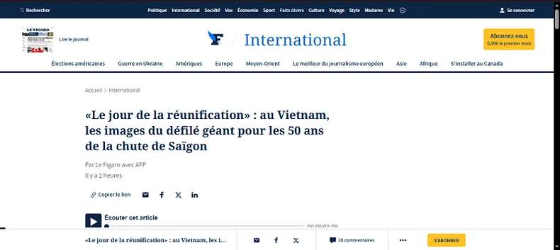 Tờ Le Figaro tường thuật Lễ kỷ niệm.