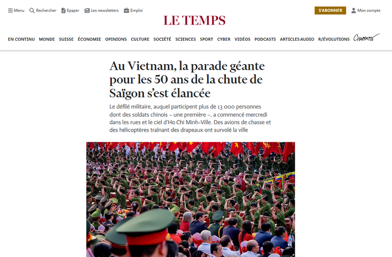 Le Temps tường thuật Lễ kỷ niệm Chiến thắng 30/4. Le Temps tường thuật Lễ kỷ niệm Chiến thắng 30/4.