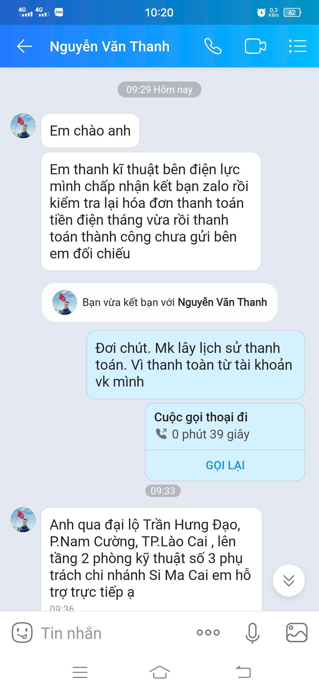 Tin nhắn từ kẻ giả mạo mà anh khách hàng nhận được. 151.jpg