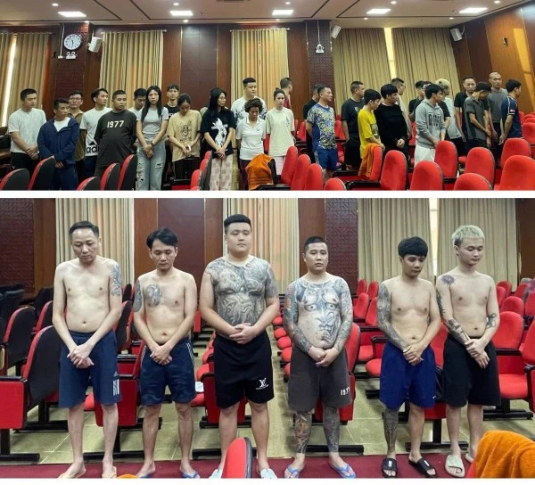 Các đối tượng tại trụ sở Cục Cảnh sát hình sự.