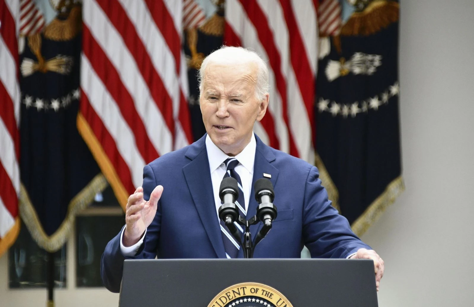 Tổng thống Mỹ Joe Biden phát biểu tại Nhà Trắng ở Washington DC. Ảnh: Kyodo/TTXVN