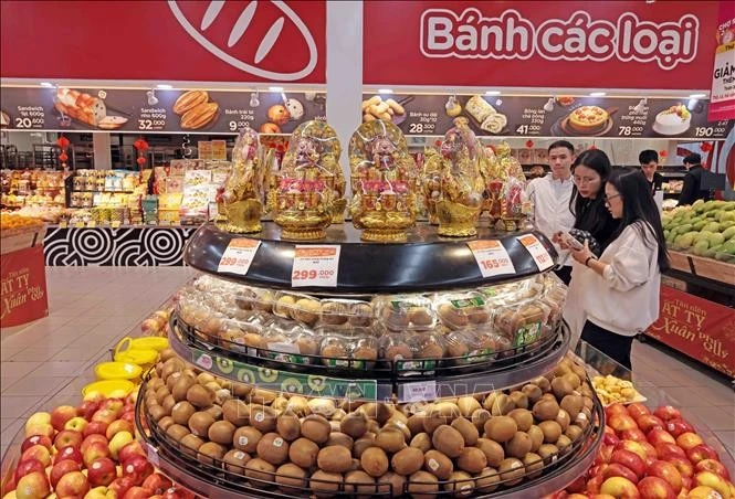 Khách hàng mua sắm tại Big C Long Biên (Hà Nội). Ảnh tư liệu: Trần Việt/TTXVN