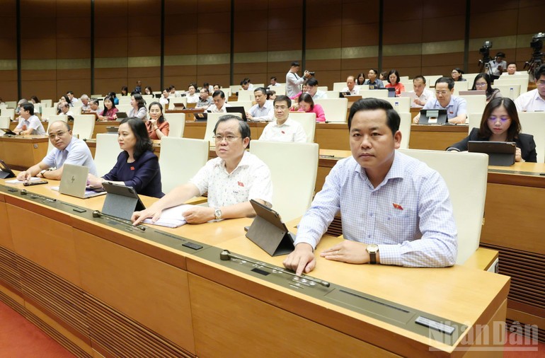 Đại biểu Quốc hội biểu quyết thông qua Luật. (Ảnh: DUY LINH) Đại biểu Quốc hội biểu quyết thông qua Luật. (Ảnh: DUY LINH)