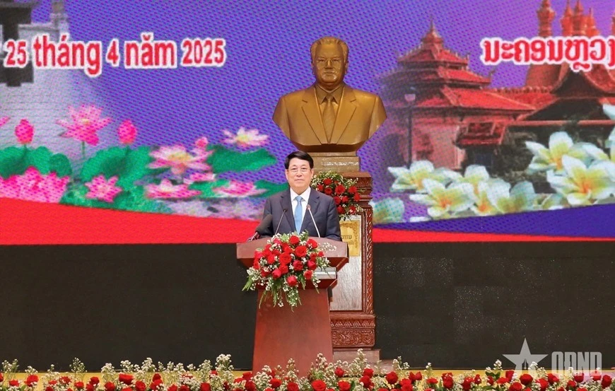 Chủ tịch nước Lương Cường phát biểu tại buổi giao lưu.