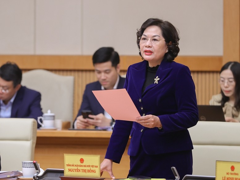 Thống đốc NHNN Nguyễn Thị Hồng phát biểu tại phiên họp - Ảnh: VGP/Nhật Bắc Thống đốc NHNN Nguyễn Thị Hồng phát biểu tại phiên họp - Ảnh: VGP/Nhật Bắc