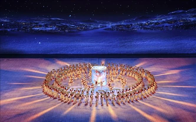 Lễ khai mạc Á vận hội mùa Đông ở thành phố Cáp Nhĩ Tân, tỉnh Hắc Long Giang, Trung Quốc tối 7/2/2025. Ảnh: THX/TTXVN