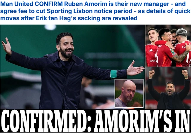 Truyền thông Anh nhanh chóng loan tin về việc bổ nhiệm Amorim
