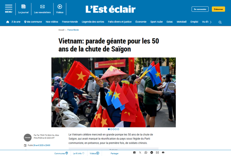 Bài đăng trên tờ L’Est Eclair. Bài đăng trên tờ L’Est Eclair.