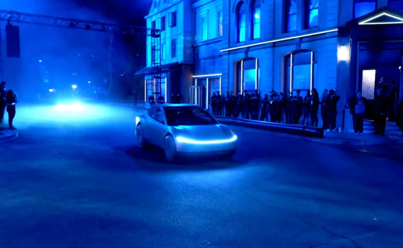 Một robotaxi của Tesla trong buổi ra mắt ở Los Angeles. Ảnh: El Pais