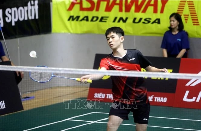 Vận động viên Nguyễn Ngọc Hiếu Bằng (Câu lạc bộ Hải Phòng) tại trận thi đấu vòng loại. Ảnh: Thế Duyệt/TTXVN