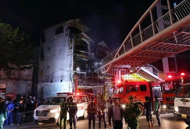 Hiện trường vụ cháy. Ảnh: TTXVN
