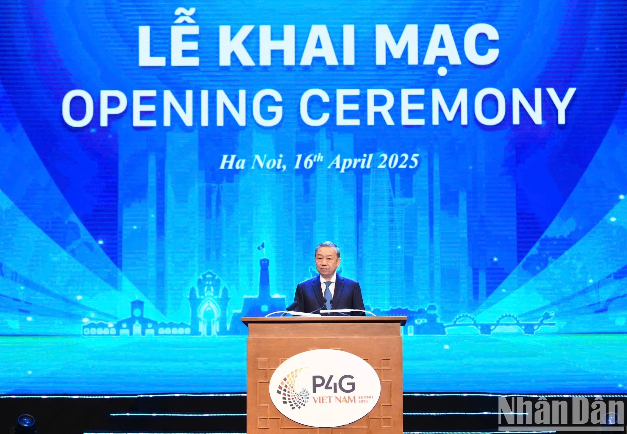 Tổng Bí thư Tô Lâm phát biểu thông điệp chính sách tại Hội nghị P4G Việt Nam 2025. (Ảnh: DUY LINH)