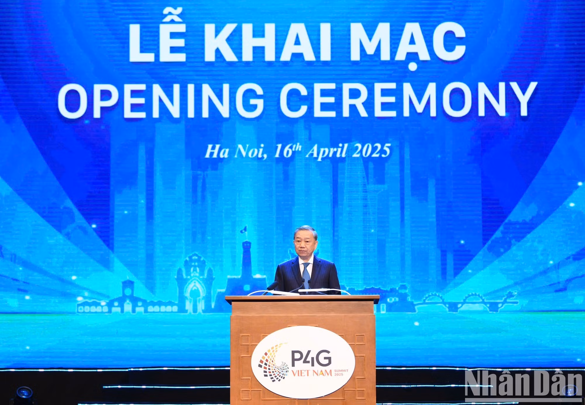 Tổng Bí thư Tô Lâm phát biểu thông điệp chính sách tại Hội nghị P4G Việt Nam 2025. (Ảnh: DUY LINH)