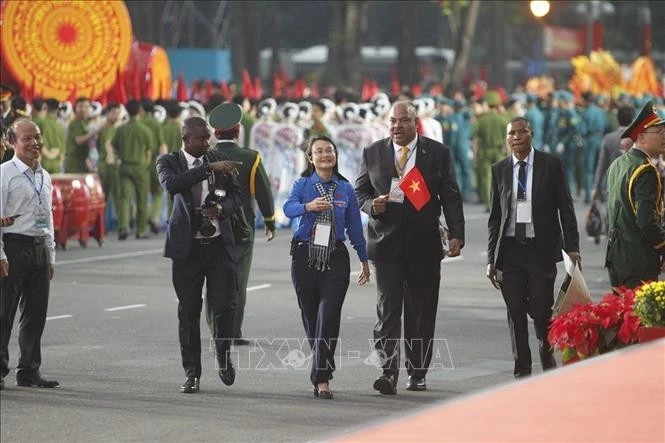 Các đại biểu khách mời quốc tế đến dự buổi lễ. Ảnh: TTXVN