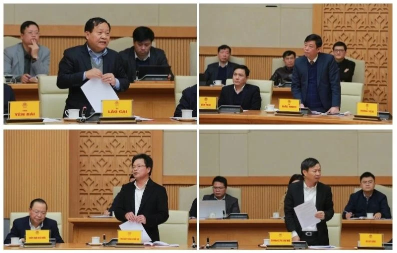 Lãnh đạo các bộ ngành, địa phương phát biểu tại cuộc họp. (Ảnh: Minh Khôi)