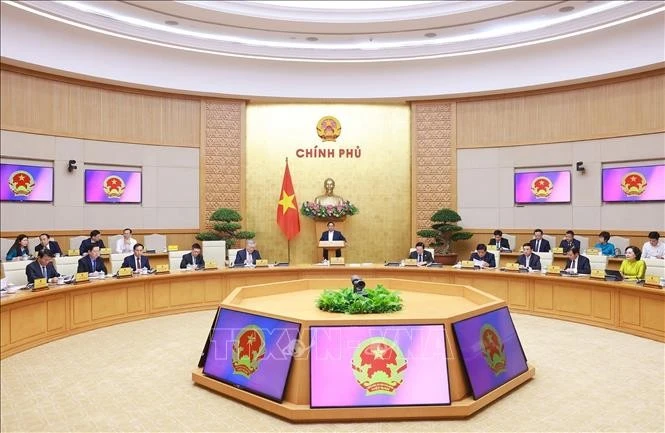 Thủ tướng Phạm Minh Chính chủ trì Phiên họp Chính phủ thường kỳ tháng 5 năm 2025. Ảnh: Dương Giang/TTXVN
