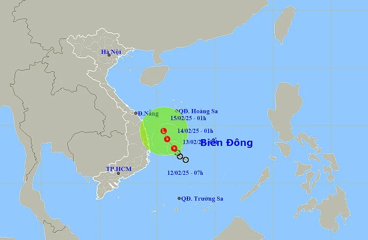Vị tri tâm áp thấp nhiệt đới. Ảnh: KTTV