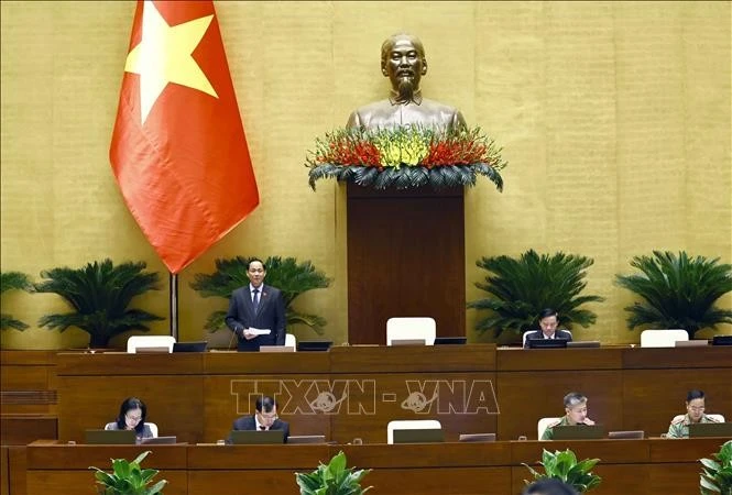 Phó Chủ tịch Quốc hội Trần Quang Phương điều hành phiên họp sáng 1/11/2024. Ảnh: Doãn Tấn/TTXVN